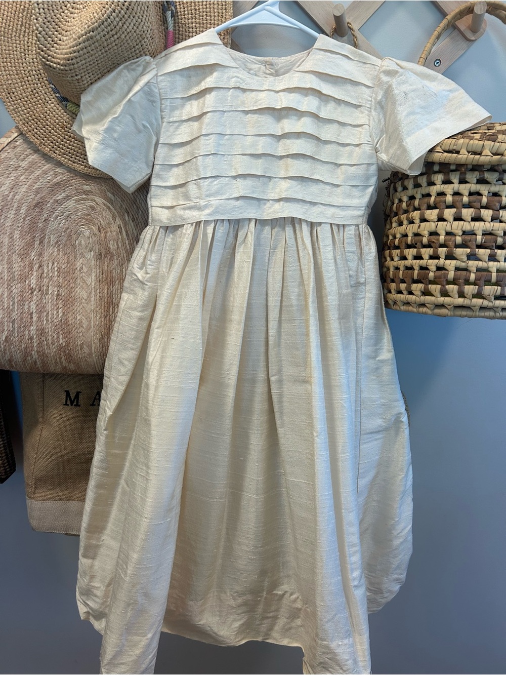 Strasburg Heirloom Ivory 100% Raw Silk Flower Girl Special Occasion Dress